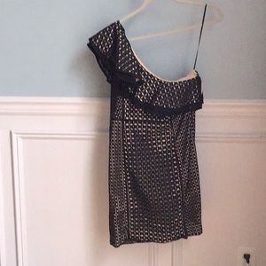 J Crew One Shoulder Black Eyelet Cocktail Dress